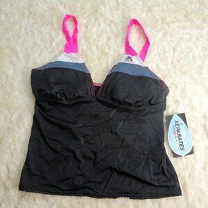 ZeroXposur Barbie/Black Tankini w/Padded Bra Sz 14
